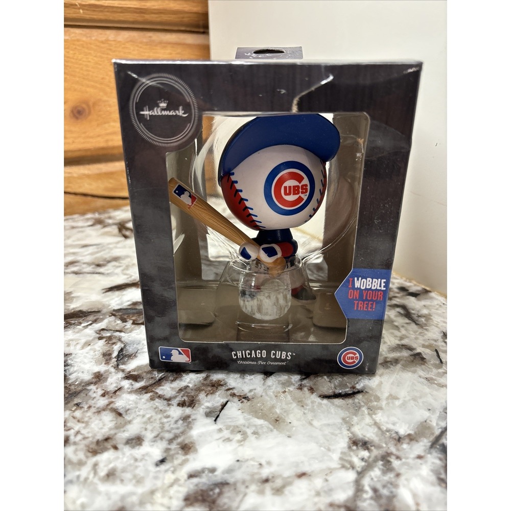 Hallmark Ornament MLB Chicago Cubs Bobble Head Wobble At Bat Baseball